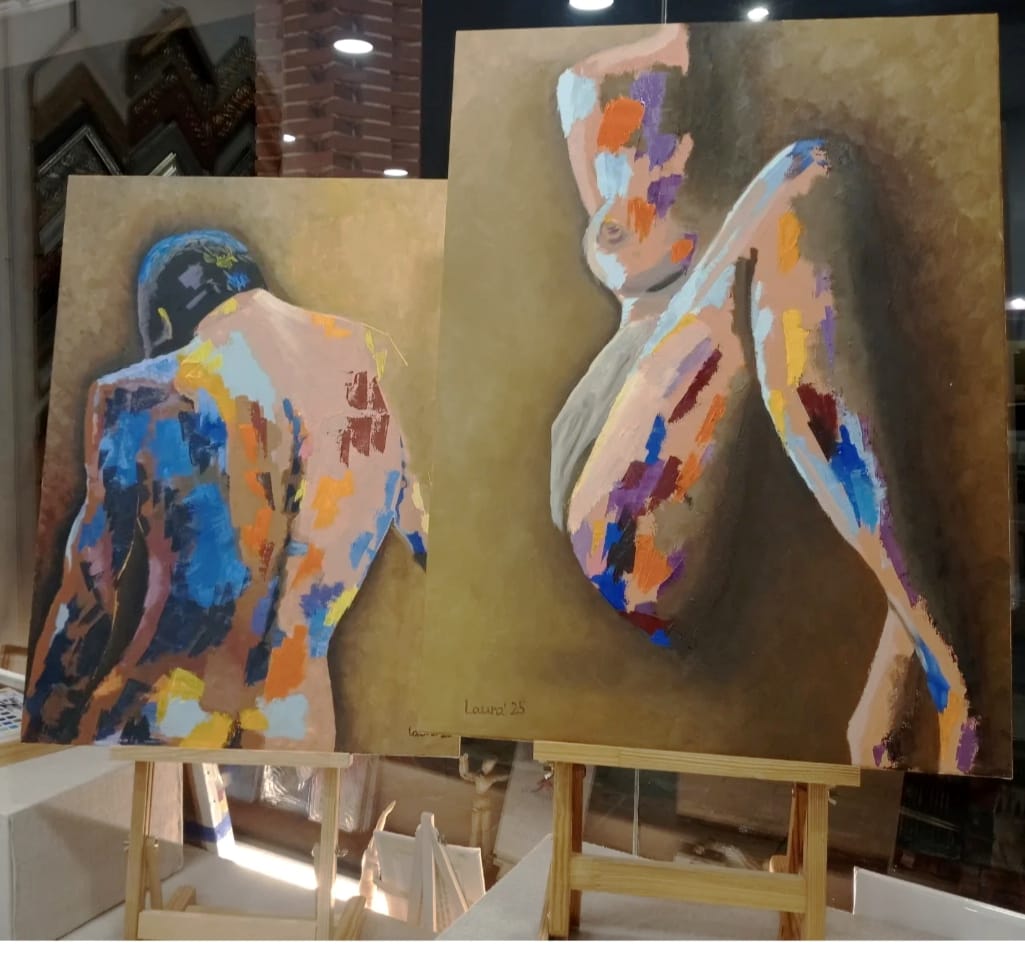 Pintura al óleo de figuras abstractas